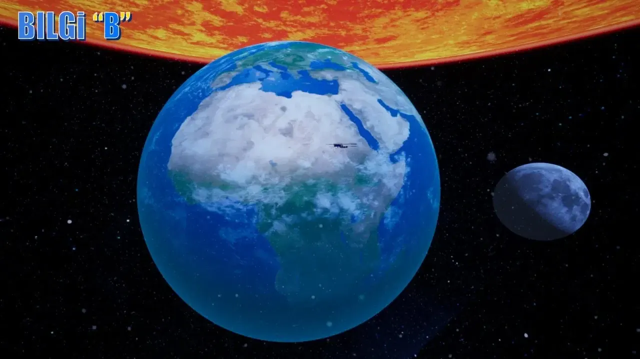 Earth and the Moon seen from orbit in SOLARIS
