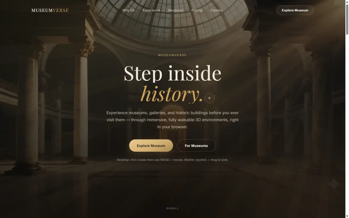 MuseumVerse — desktop homepage