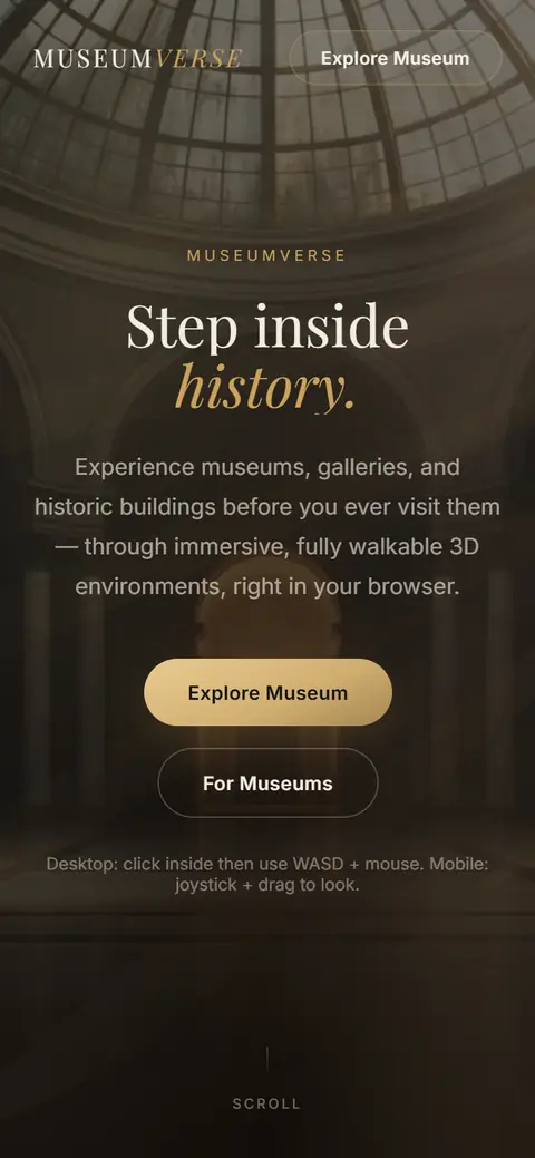 MuseumVerse — mobile homepage
