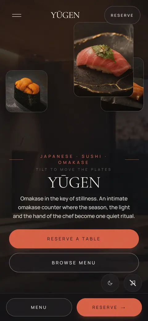 YŪGEN — mobile homepage